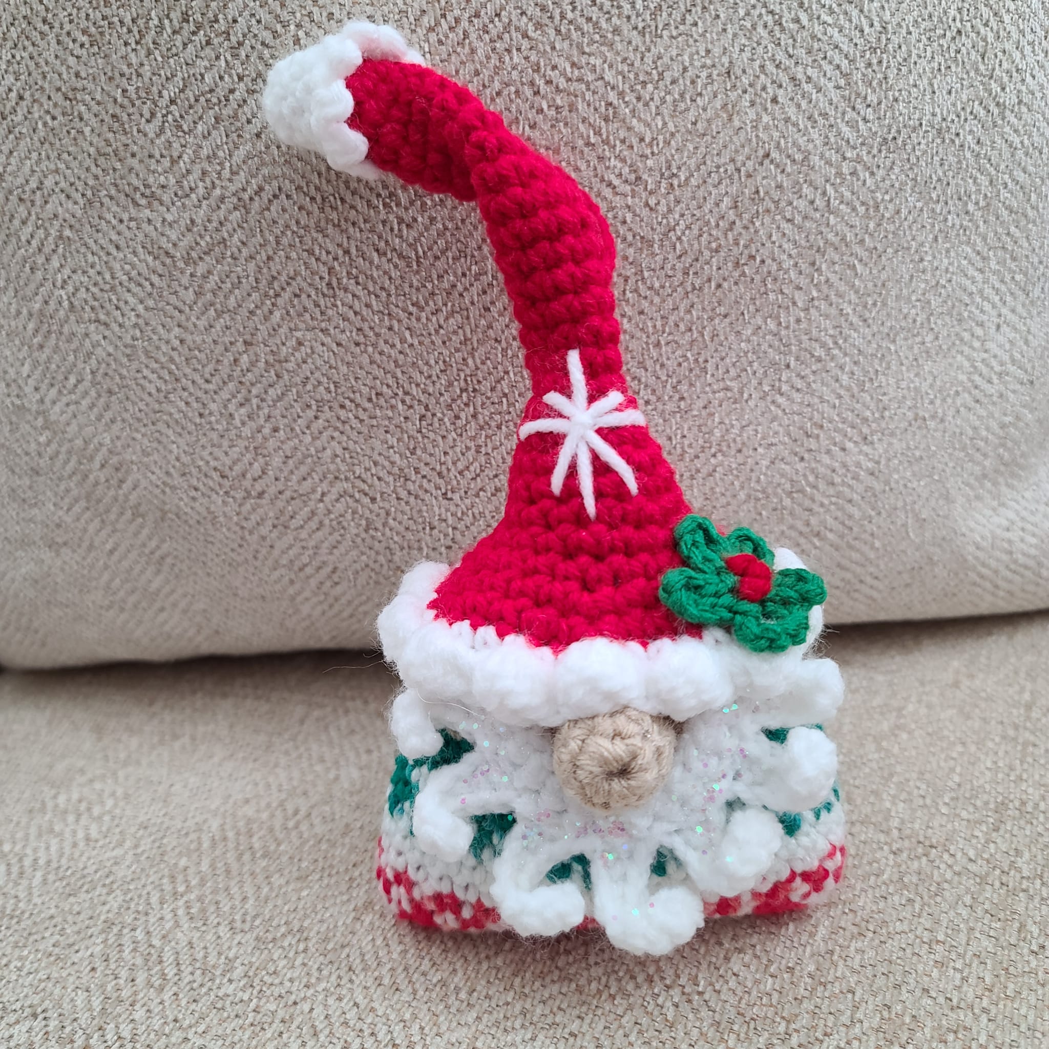 Handmade Crochet Gnome Ornament Sweater style